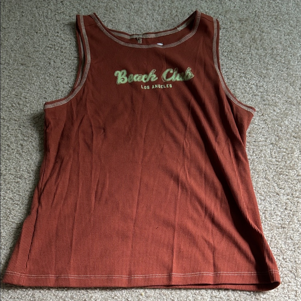 SO Women's Rust Tank Top with Embroidery